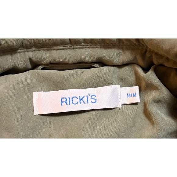 Ricki's Olive Green Quilted Barn Coat‎ Size Medium Jacket Button Down - Picture 11 of 12